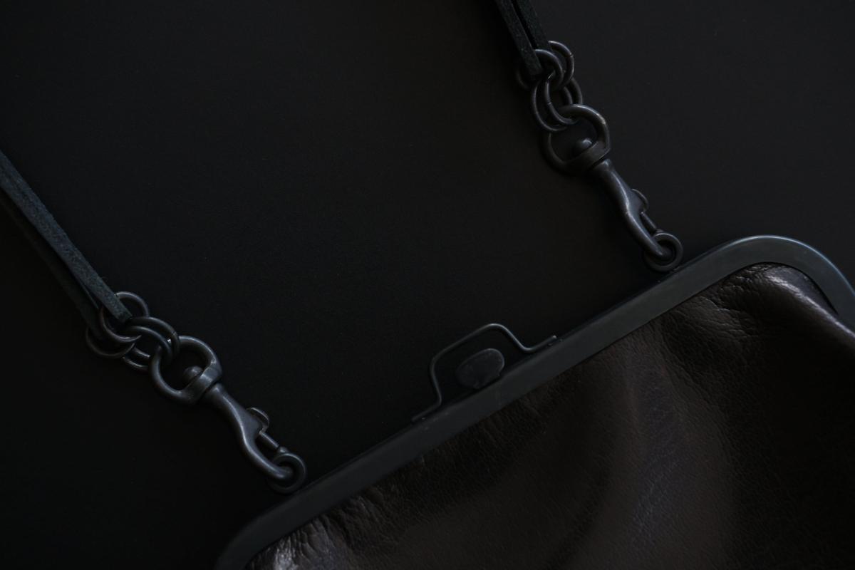 レザーショルダーポーチ ＜鹿革 black＞ ｜TABACO-02