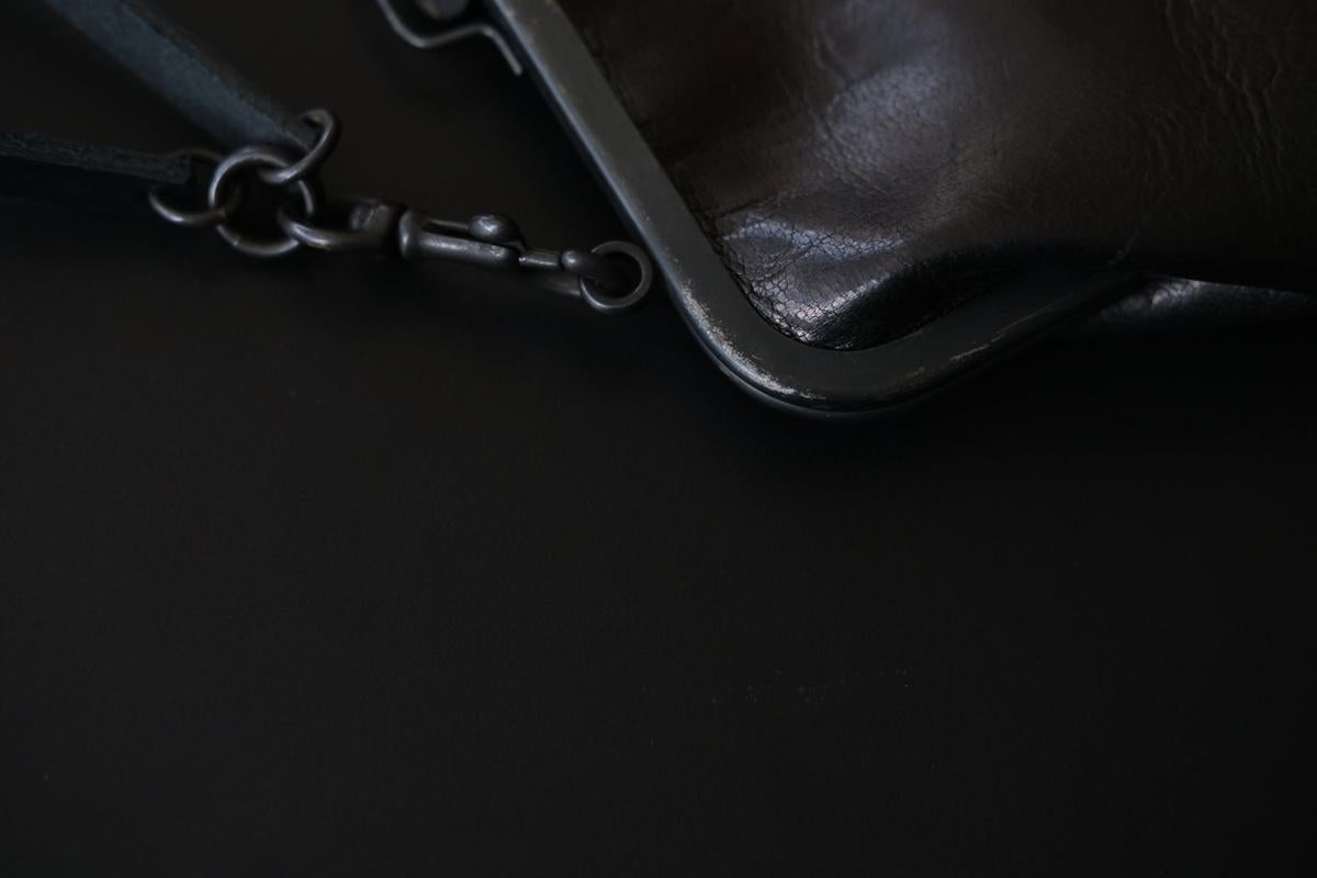 レザーショルダーポーチ ＜鹿革 black＞ ｜TABACO-02
