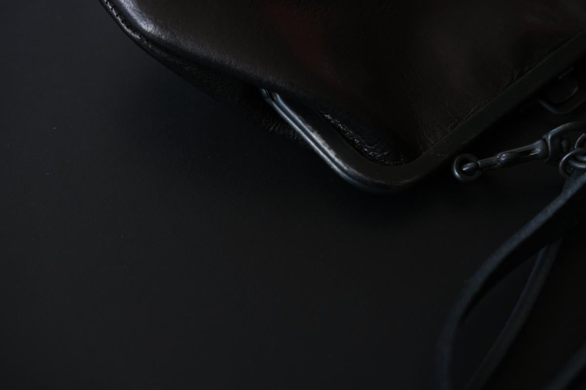 レザーショルダーポーチ ＜鹿革 black＞ ｜TABACO-02