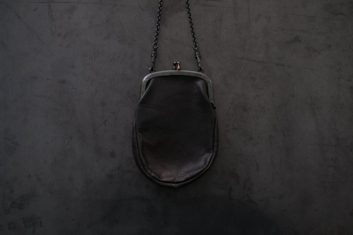 レザーショルダーミニポシェット SHC-R703 ＜鹿革 black/khaki＞