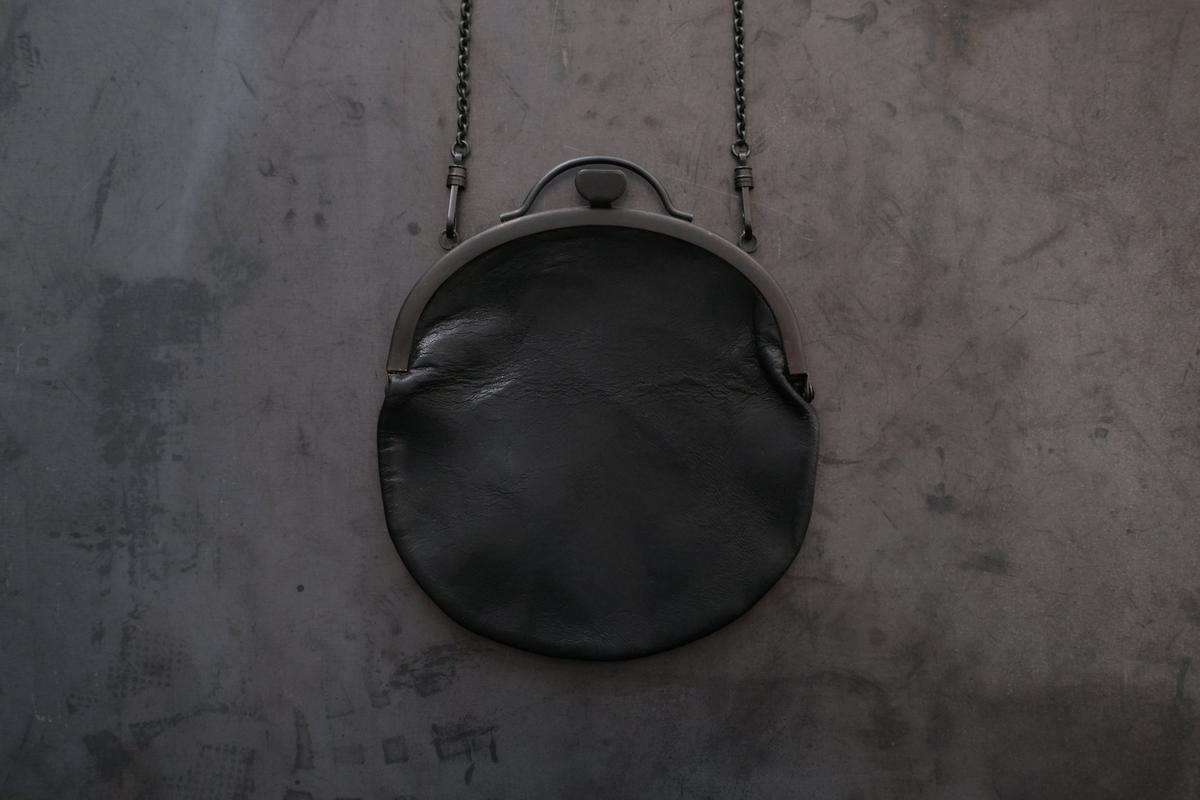 レザーショルダー 丸ポシェット SHC-302 ＜鹿革 black＞
