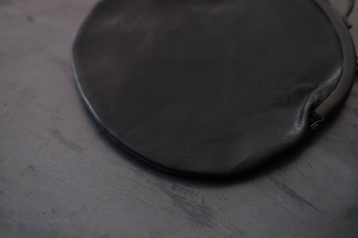 レザーショルダー 丸ポシェット SHC-302 ＜鹿革 black＞