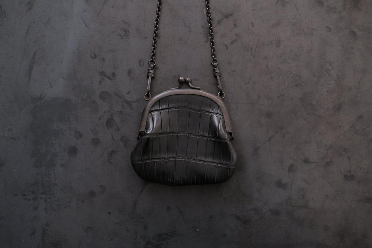 レザー小銭入れ SHC-73 ＜クロコダイル革 黒＞