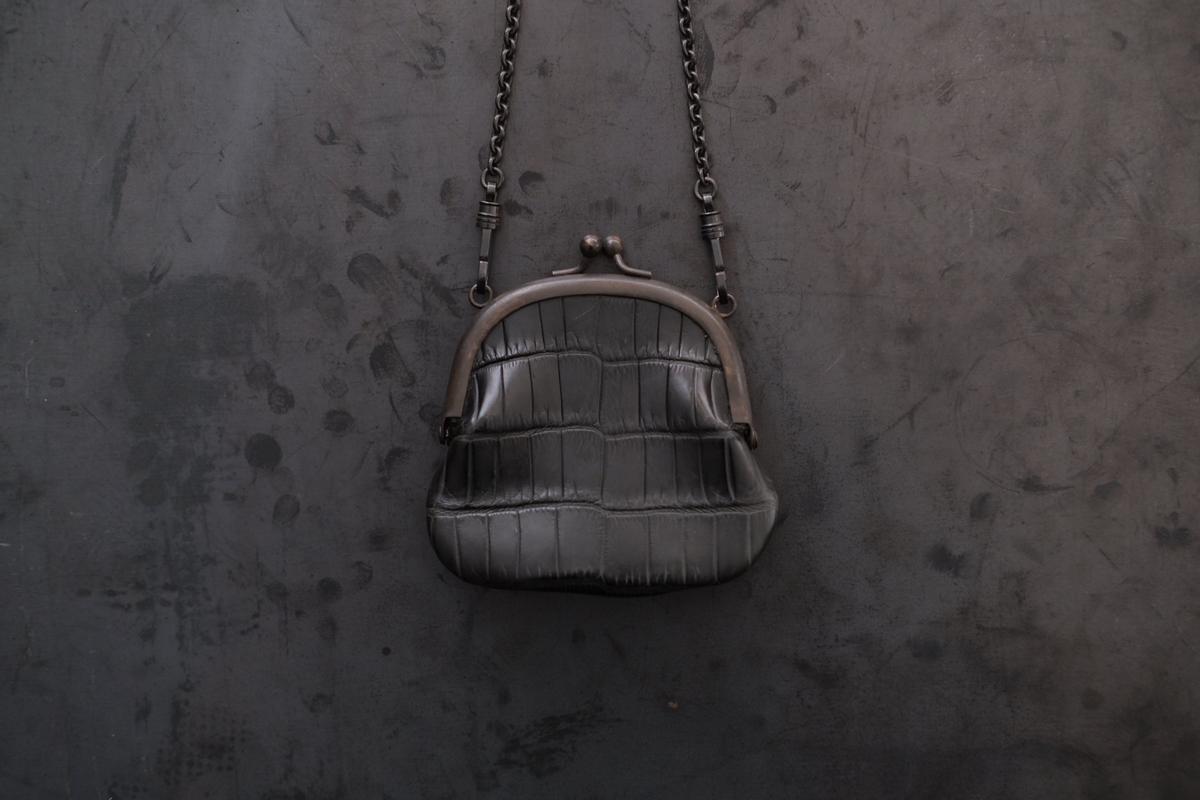 レザー小銭入れ SHC-73 ＜クロコダイル革 黒＞