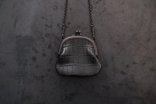 レザー小銭入れ SHC-73 ＜クロコダイル革 黒＞