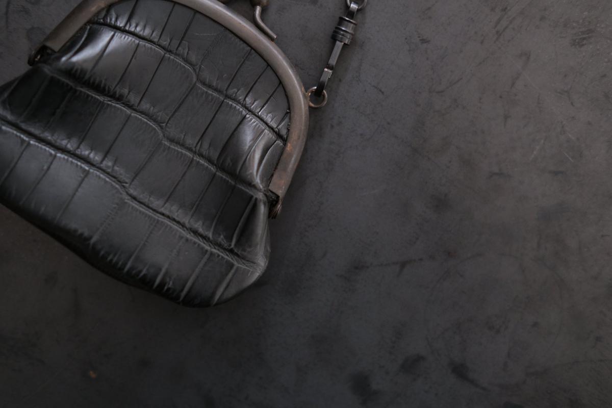 レザー小銭入れ SHC-73 ＜クロコダイル革 黒＞