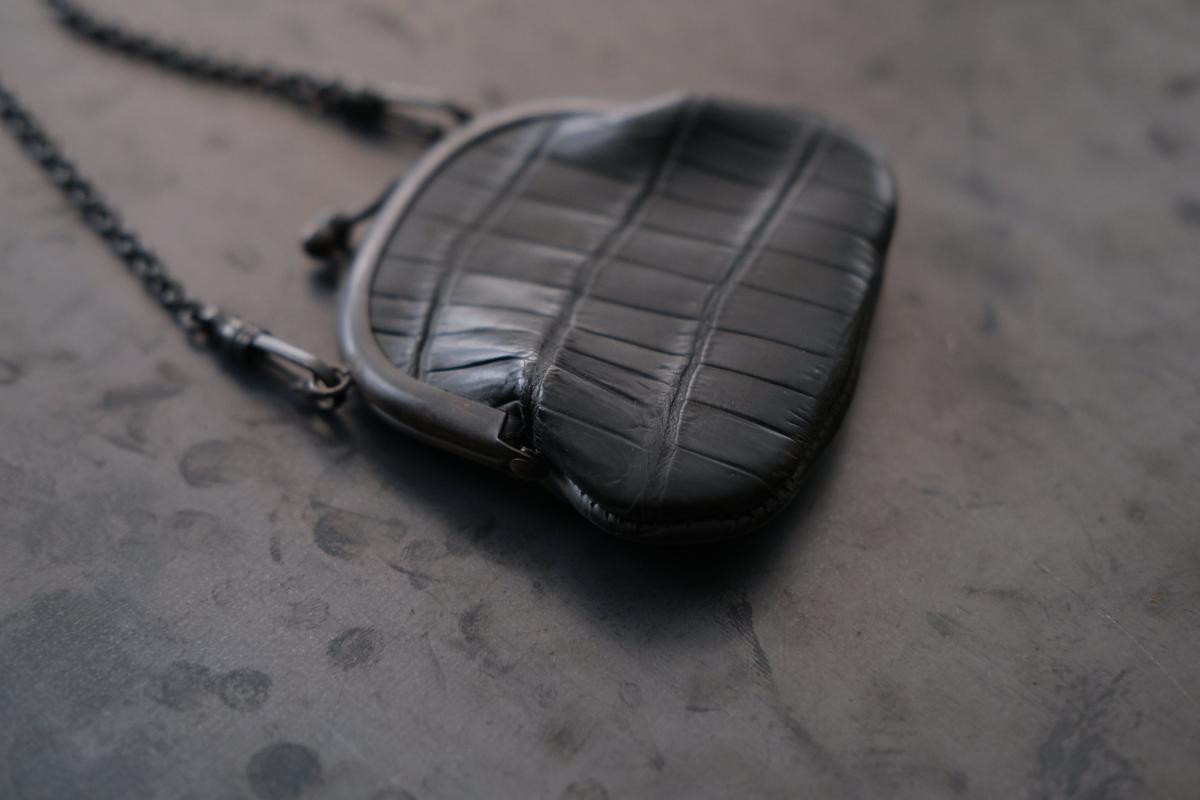 レザー小銭入れ SHC-73 ＜クロコダイル革 黒＞