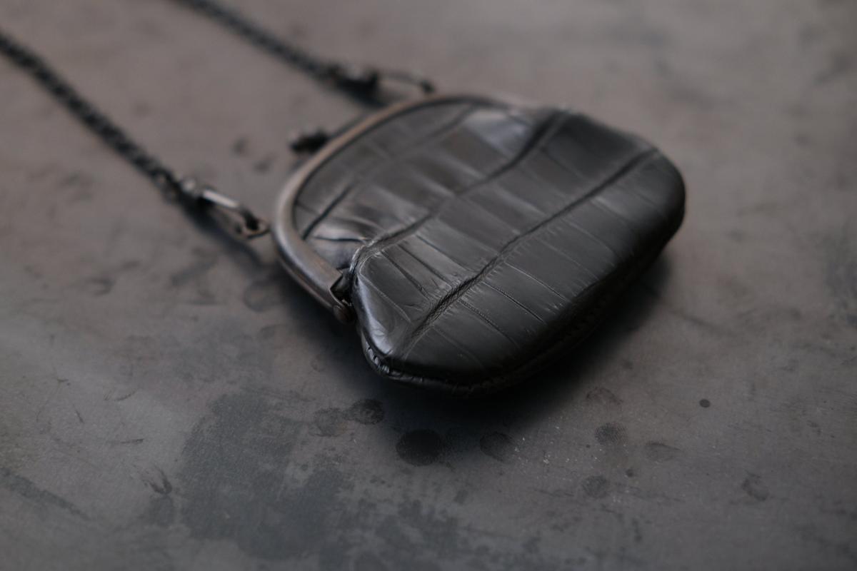 レザー小銭入れ SHC-73 ＜クロコダイル革 黒＞