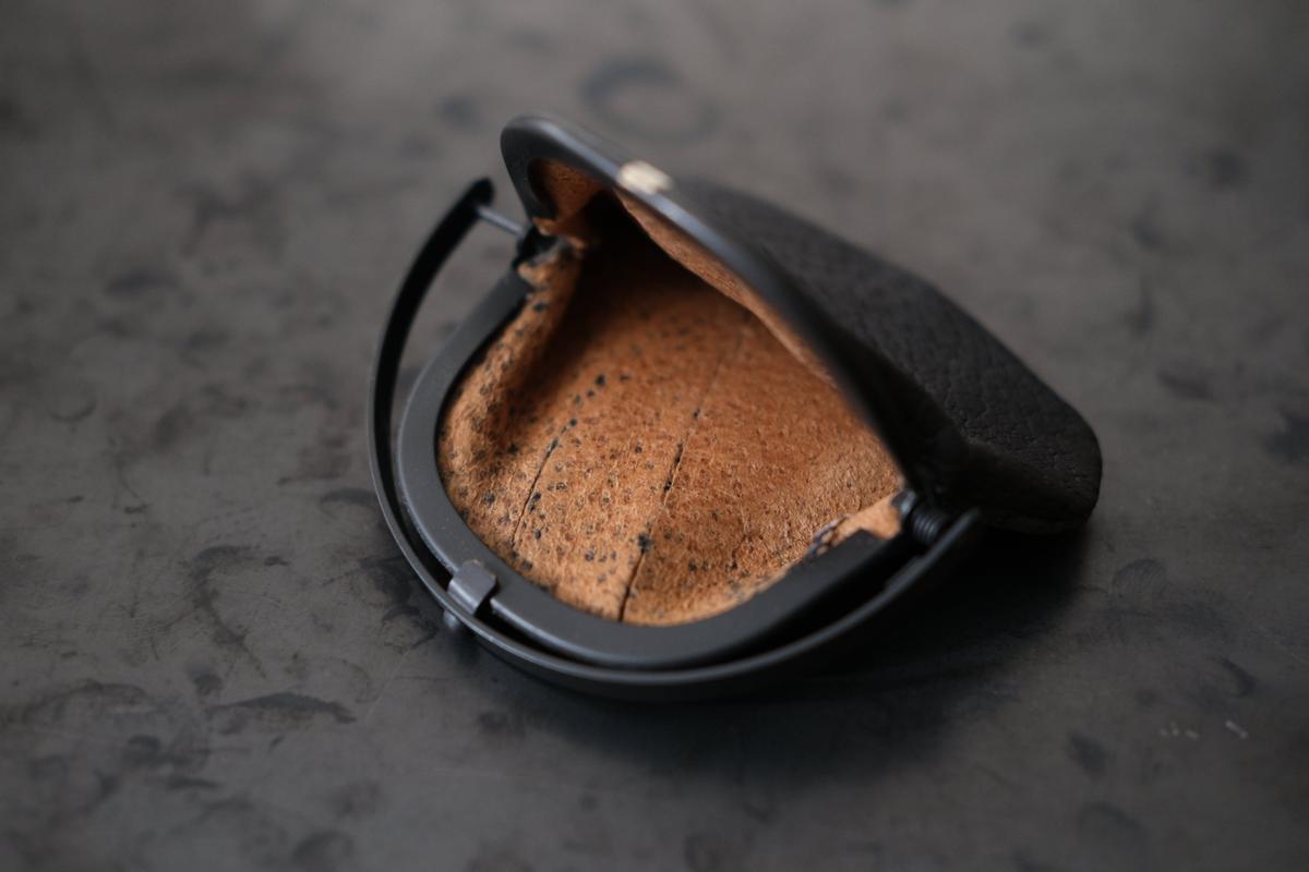 coin case ＜猪革 black パッチワーク＞