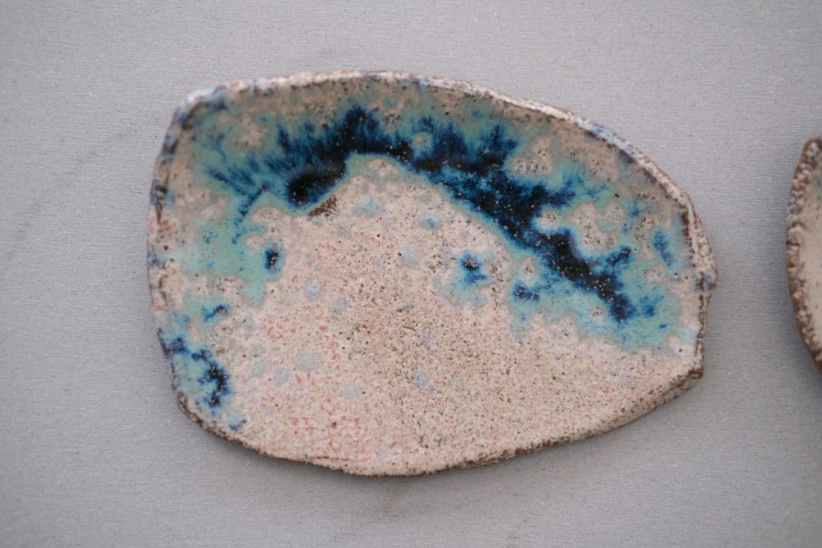 かけら皿　角　薄茶青