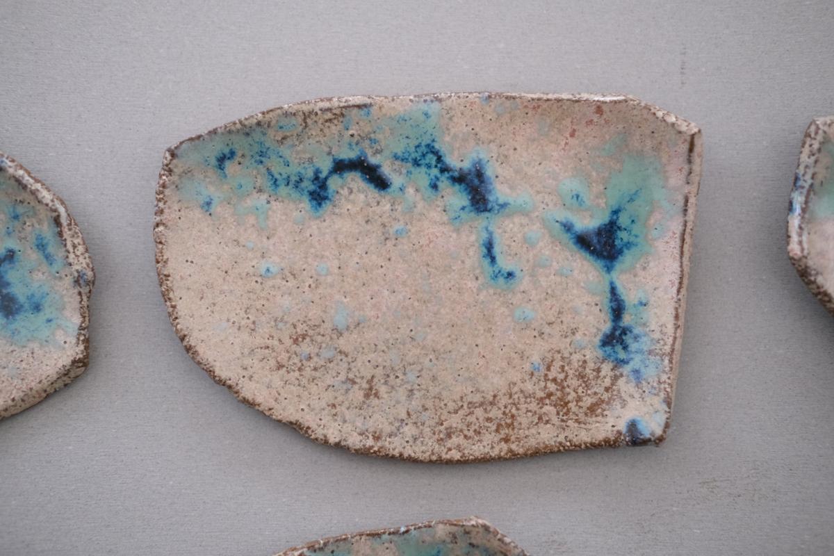 かけら皿　角　薄茶青