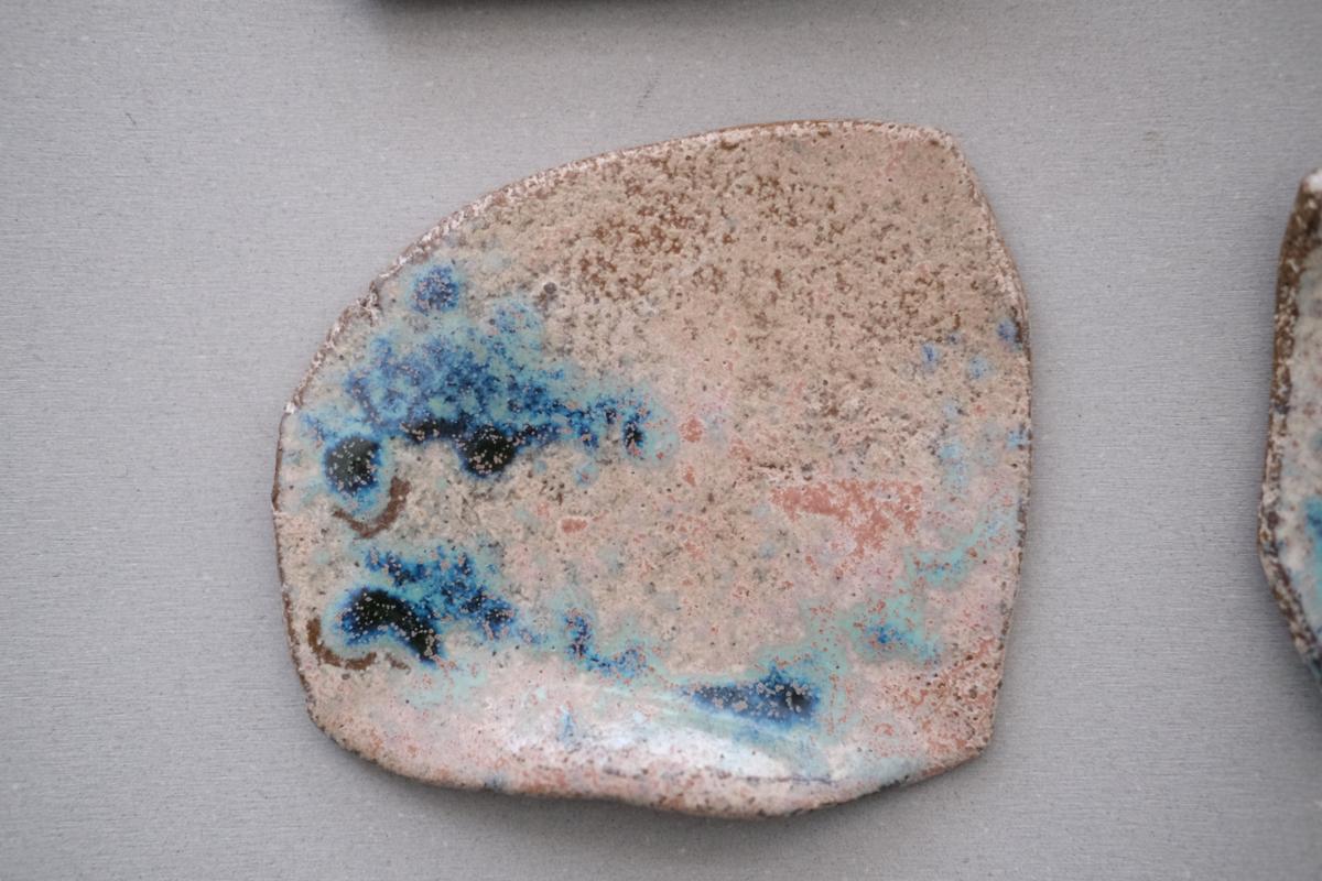 かけら皿　角　薄茶青