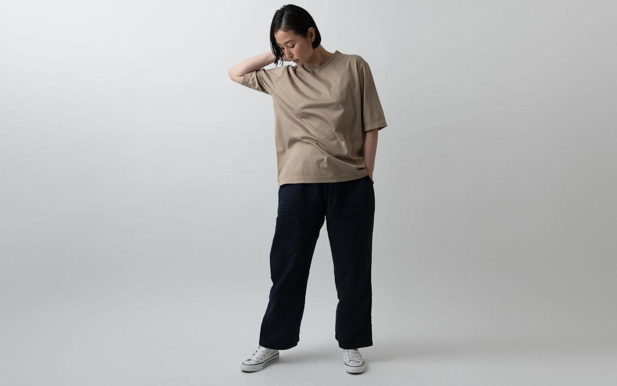 HANDROOM WOMEN'S クルーネック5分袖Tシャツ navy｜ladies