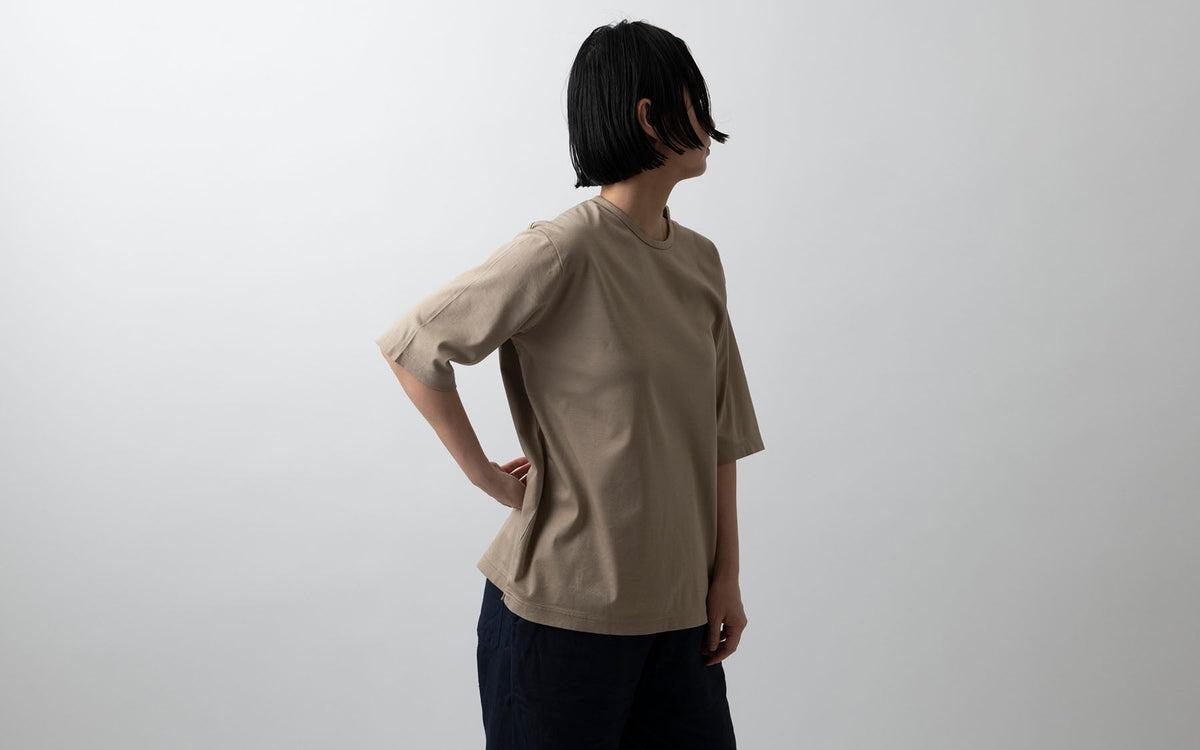 HANDROOM WOMEN'S クルーネック5分袖Tシャツ beige｜ladies