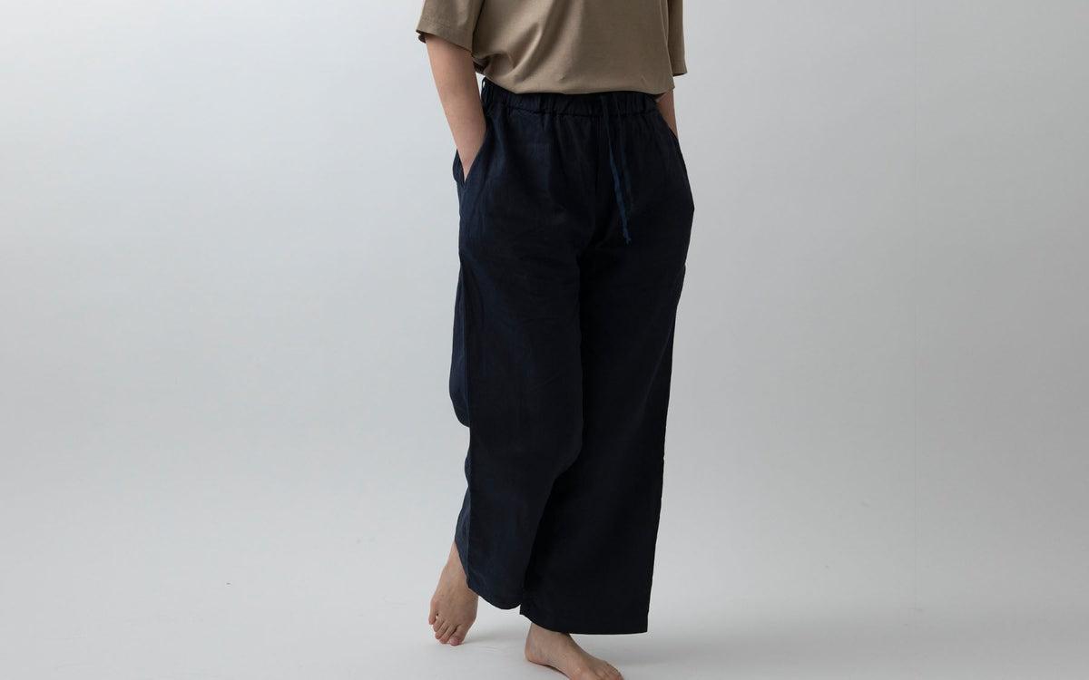 MITTAN / 大麻ワイドパンツ 高密度 濃紺 PT-143 / unisex