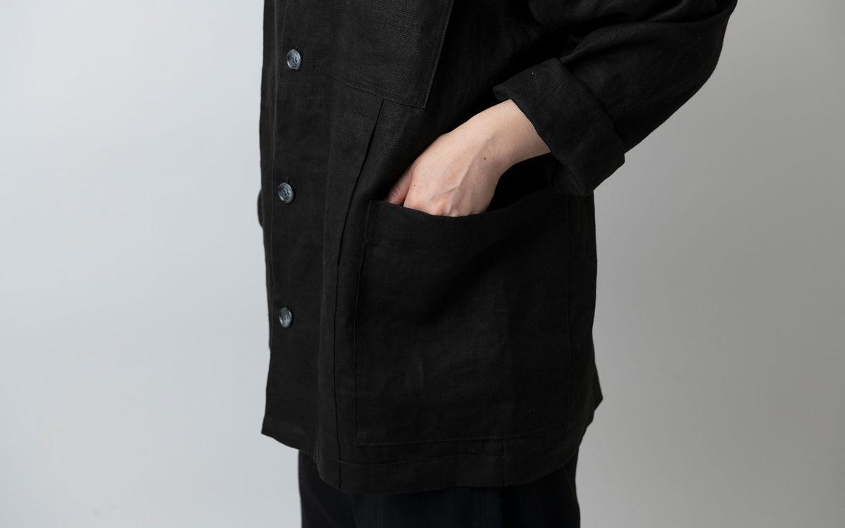 木間服装製作 jacket リネン black｜unisex freesize