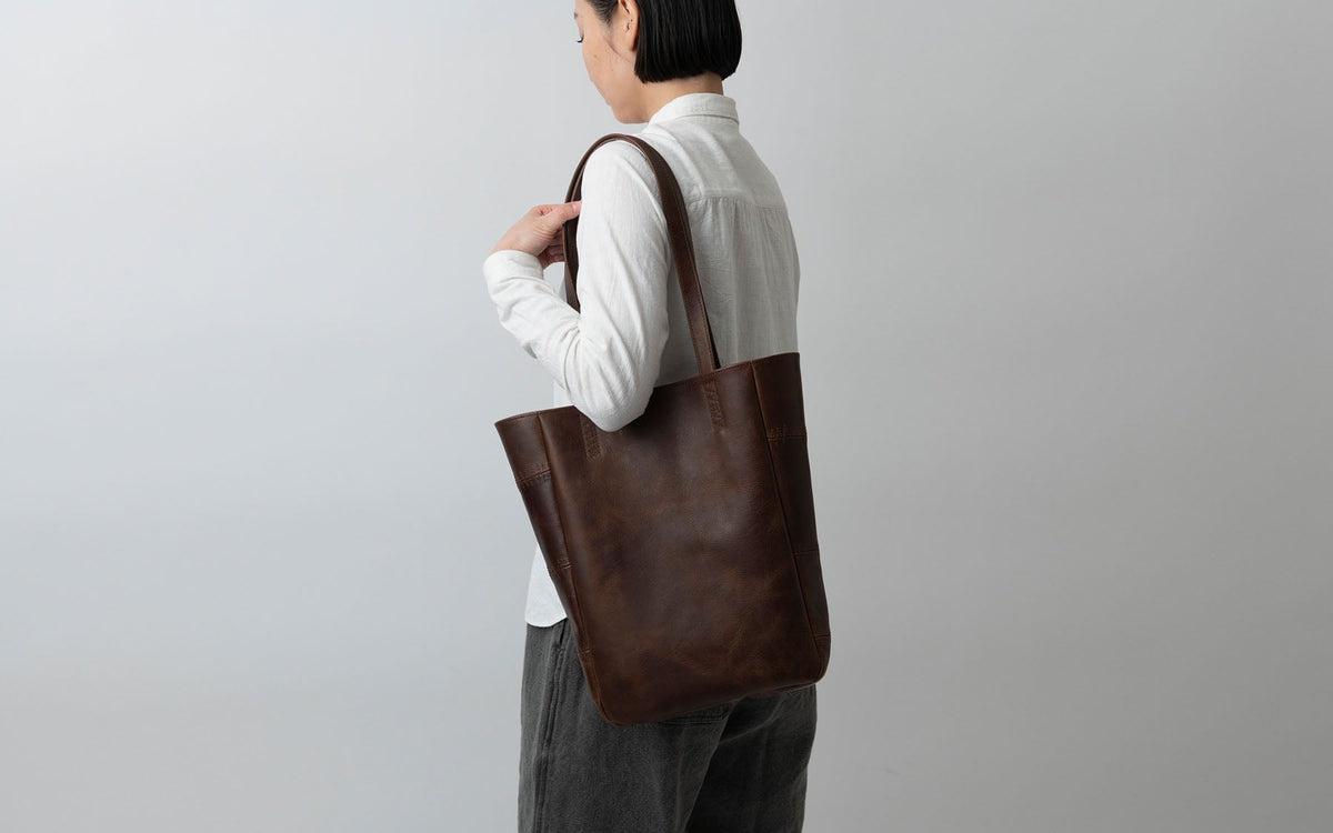 MITTAN / 駱駝革トートバッグ 濃茶 BA-24