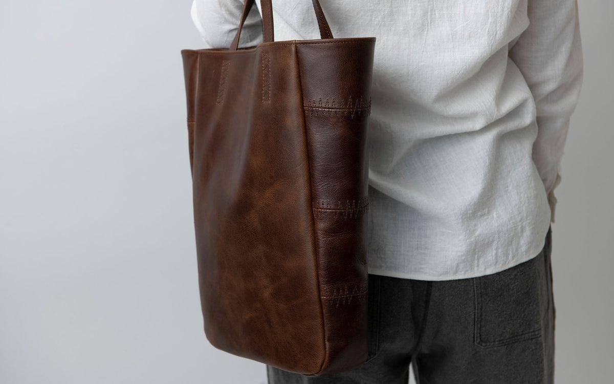 MITTAN / 駱駝革トートバッグ 濃茶 BA-24