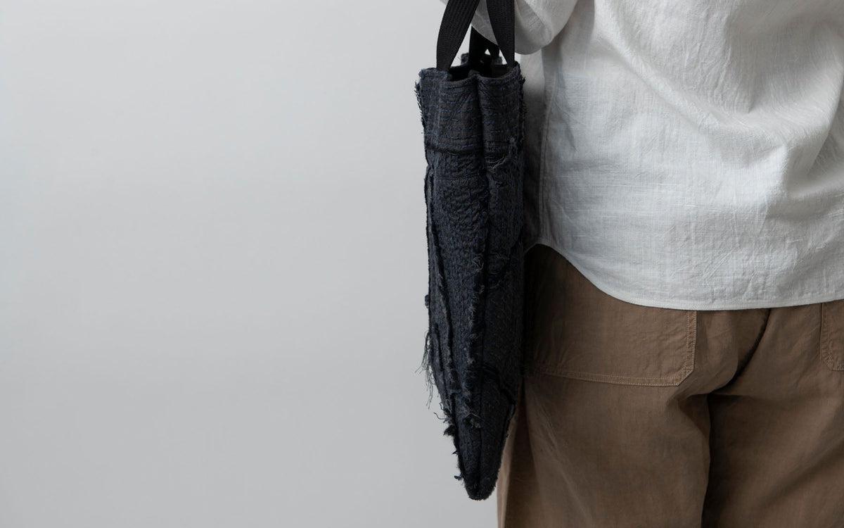 MITTAN / 中わた刺し子織バッグ 灰 ZR-16