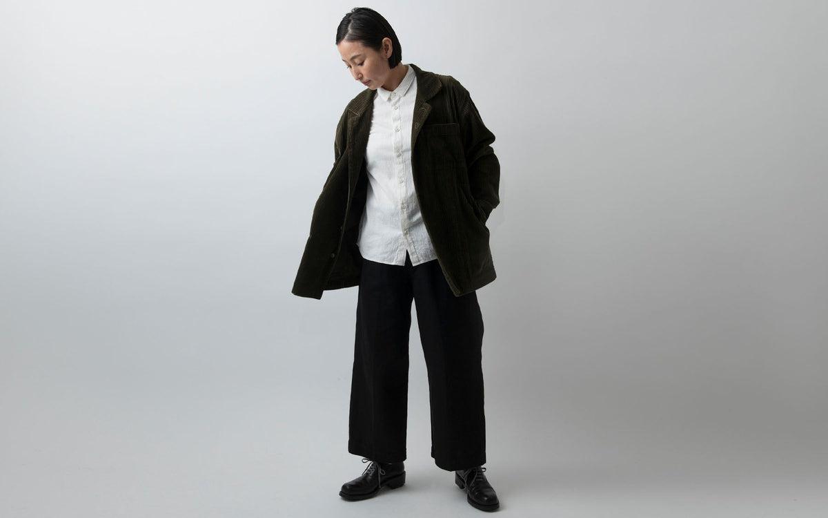 HANDROOM WOMEN'S コットンリネンヘリンボーンパンツ black｜ladies｜4size