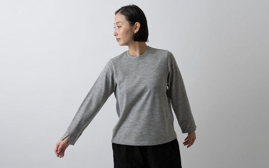 HANDROOM WOMEN'S ウールジャージー クルーネックカットソー lightgrey｜ladies｜2size