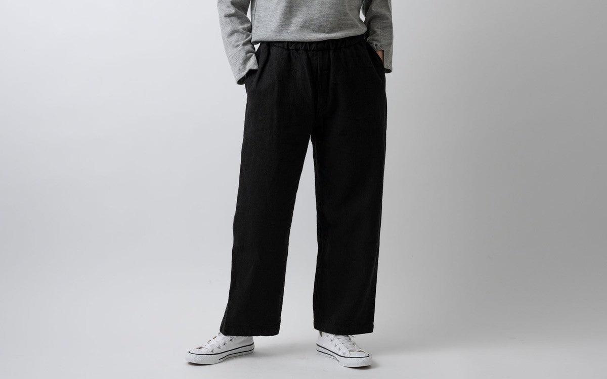 MITTAN / 亜麻苧麻ワイドパンツ 黒 PT-92 / unisex