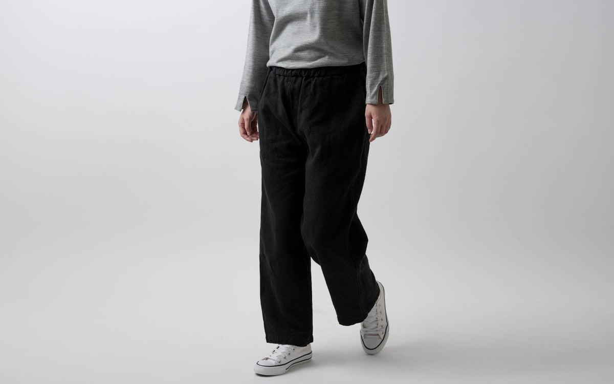 MITTAN / 亜麻苧麻ワイドパンツ 黒 PT-92 / unisex