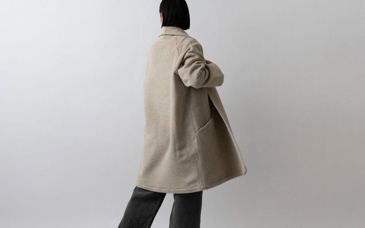 MITTAN / ウールシルクキャメル半纏コート（紐付き） 濃灰 CT-43 / unisex