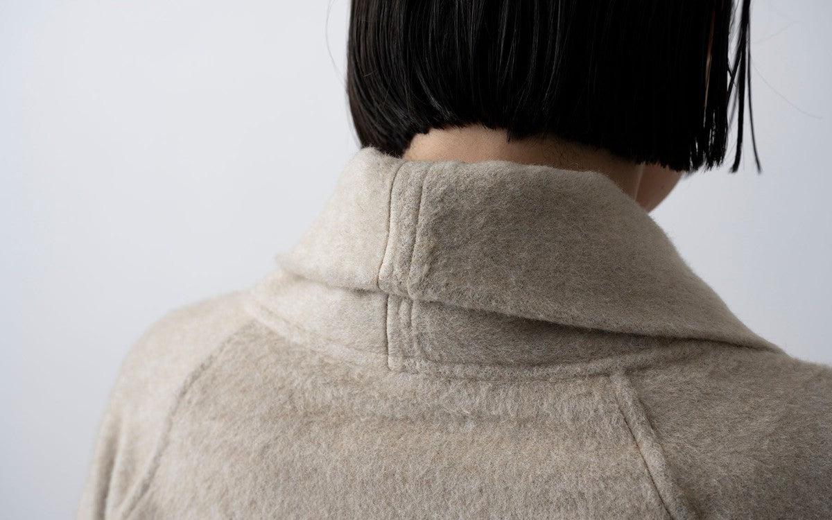 MITTAN / ウールシルクキャメル半纏コート（紐付き） 濃灰 CT-43 / unisex