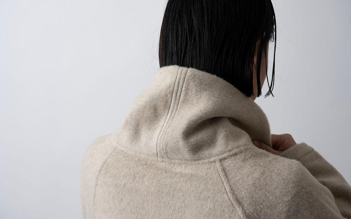 MITTAN / ウールシルクキャメル半纏コート（紐付き） 濃灰 CT-43 / unisex