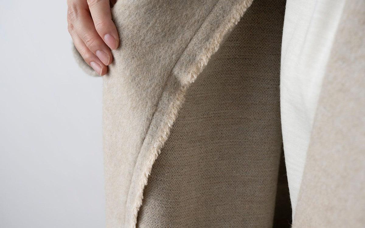 MITTAN / ウールシルクキャメル半纏コート（紐付き） 濃灰 CT-43 / unisex