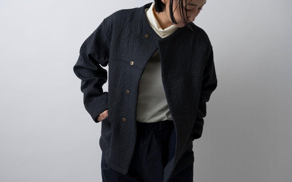 MITTAN / 中わた刺し子織ジャケット 黒 JK-64 / unisex