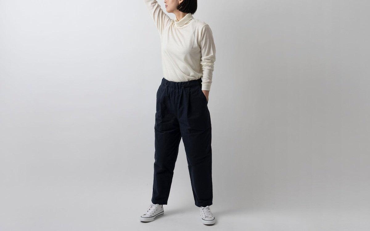 バフクロス ワイドパンツ ブラックネイビー｜unisex 3 size