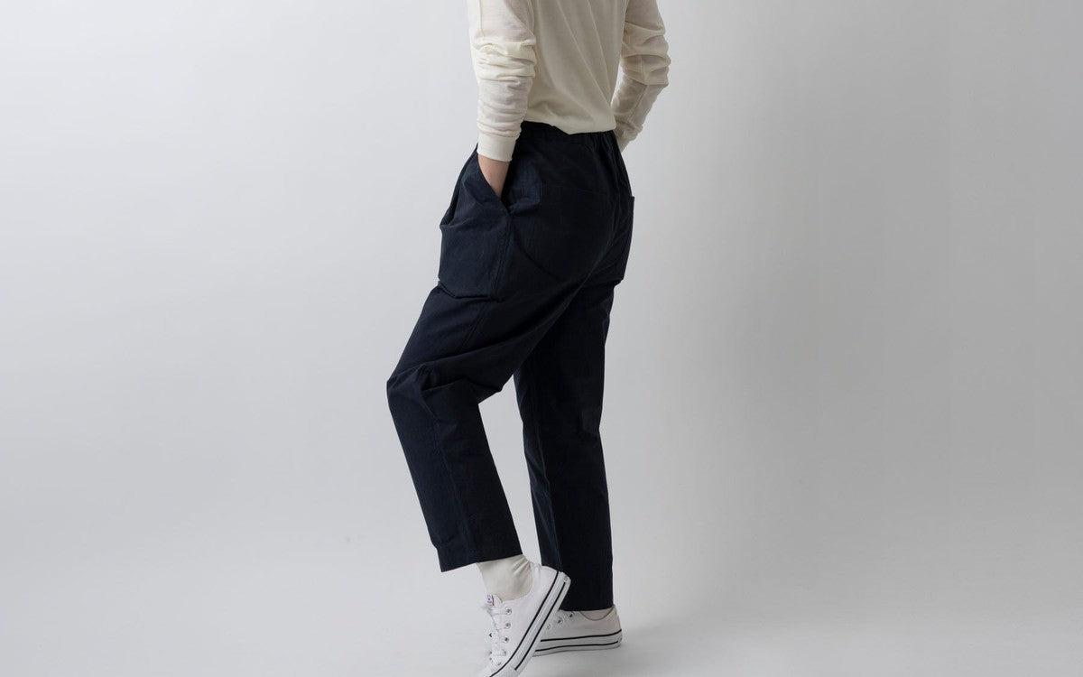 バフクロス ワイドパンツ ブラックネイビー｜unisex 3 size