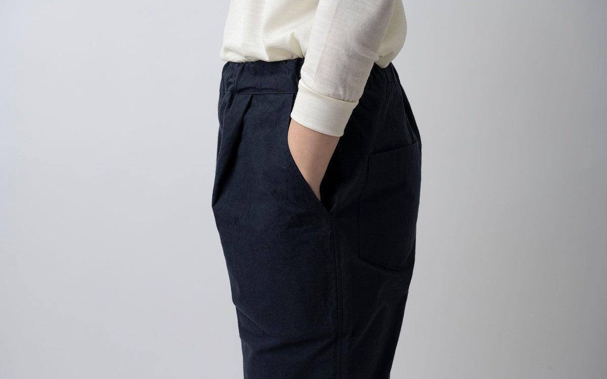 バフクロス ワイドパンツ ブラックネイビー｜unisex 3 size