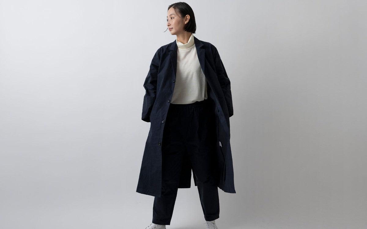バフクロス ロングジャケット ブラックネイビー｜unisex 2 size