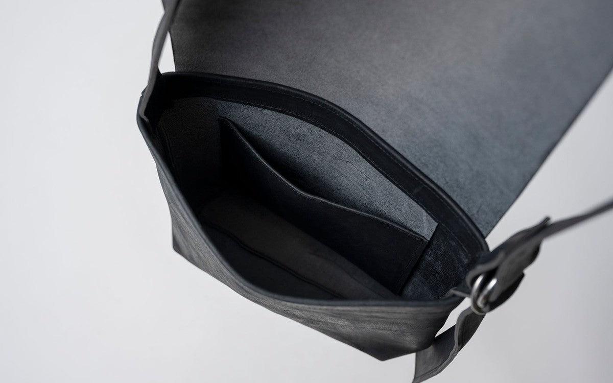 レザーショルダーバッグ black ＜S＞フタつき