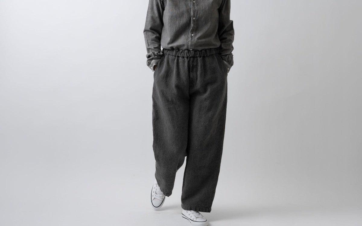 MITTAN / 亜麻苧麻ワイドパンツ 炭 PT-92 / unisex