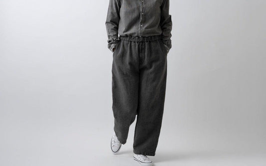 MITTAN / 亜麻苧麻ワイドパンツ 炭 PT-92 / unisex