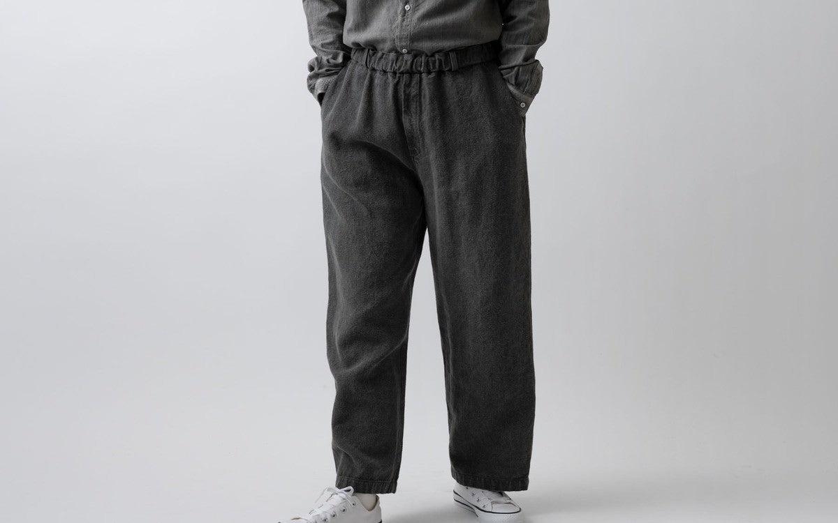 MITTAN / 亜麻苧麻ワイドパンツ 炭 PT-92 / unisex