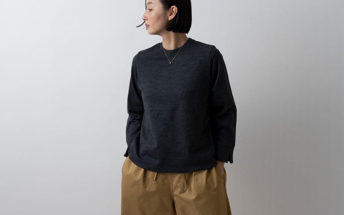 HANDROOM WOMEN'S ウールジャージー クルーネックカットソー lightgrey｜ladies｜2size