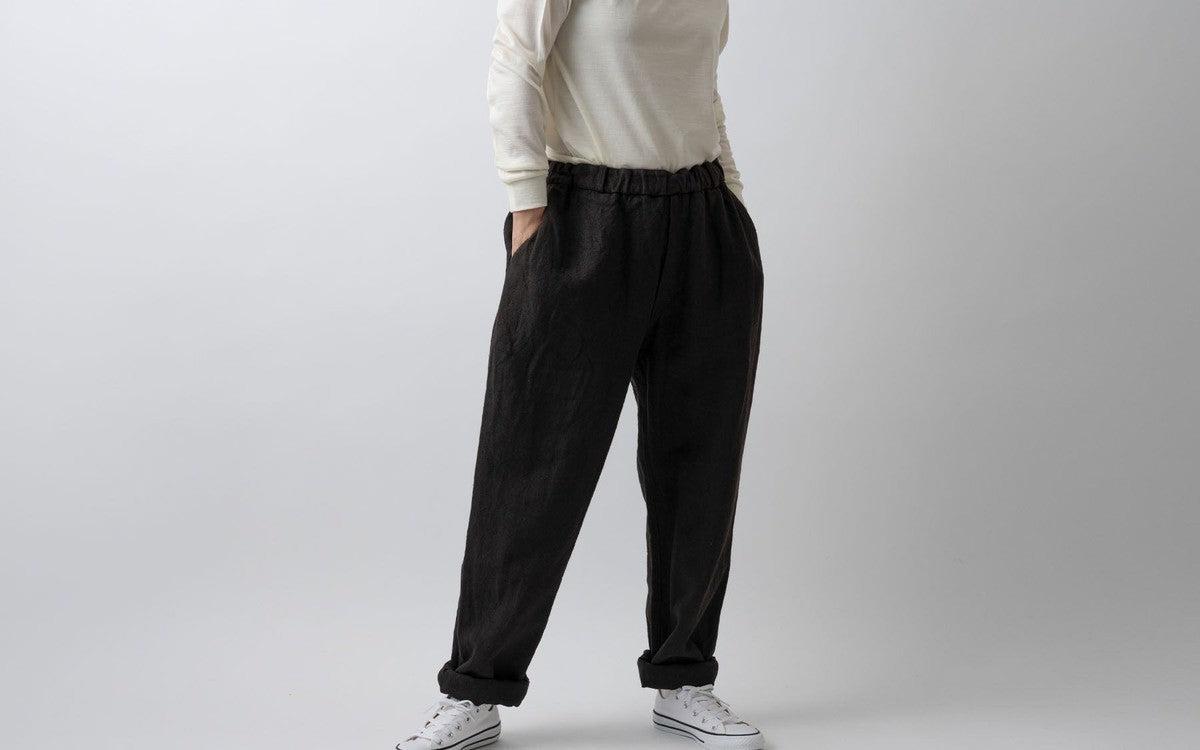 MITTAN / 亜麻苧麻ロングパンツ こげ茶 PT-91 / unisex
