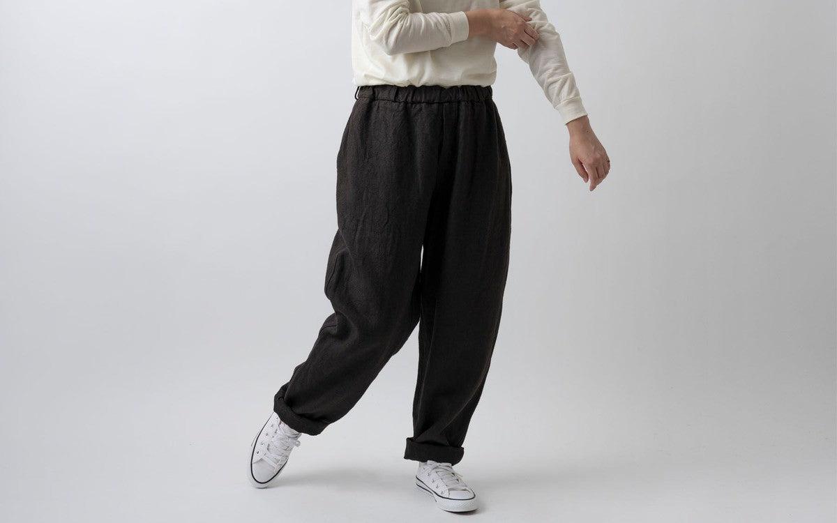 MITTAN / 亜麻苧麻ロングパンツ こげ茶 PT-91 / unisex