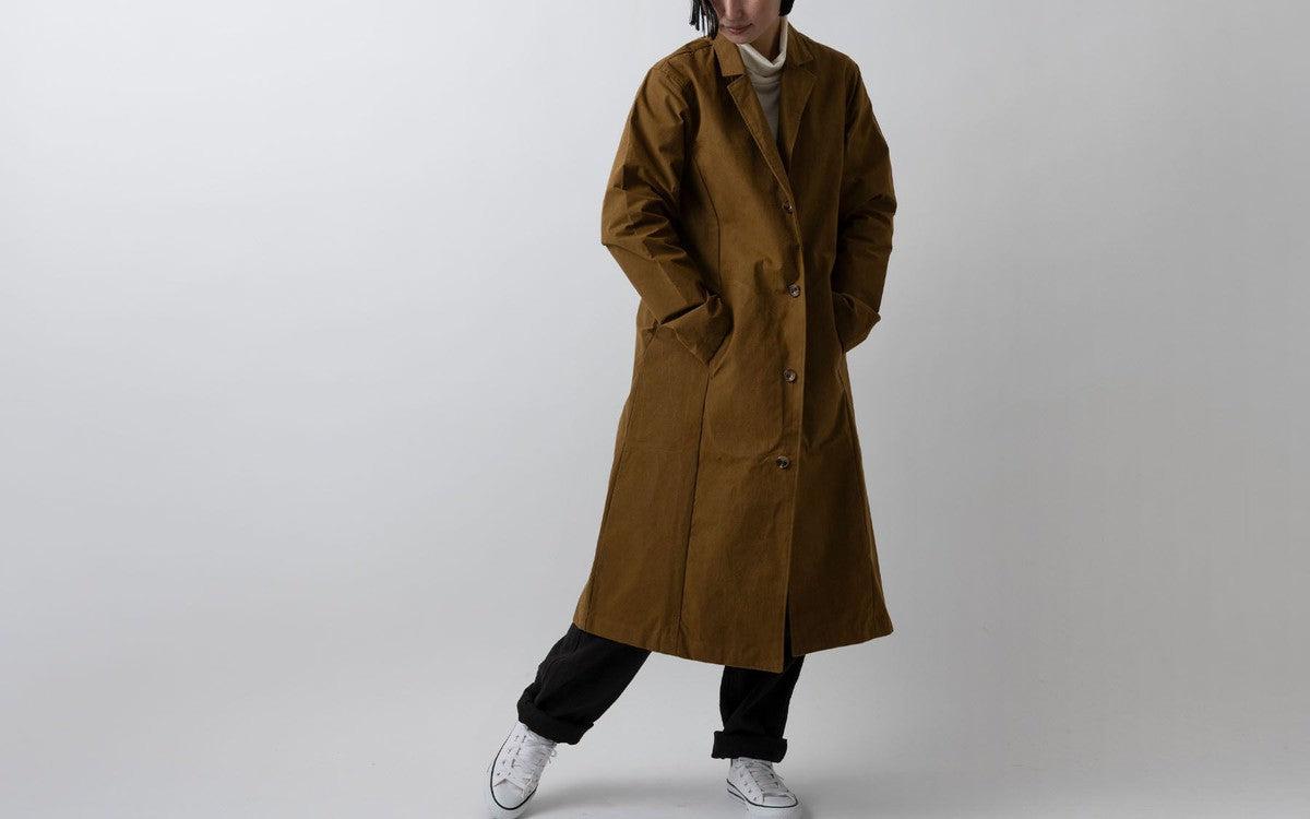 バフクロス ロングジャケット カーキブラウン｜unisex 2 size