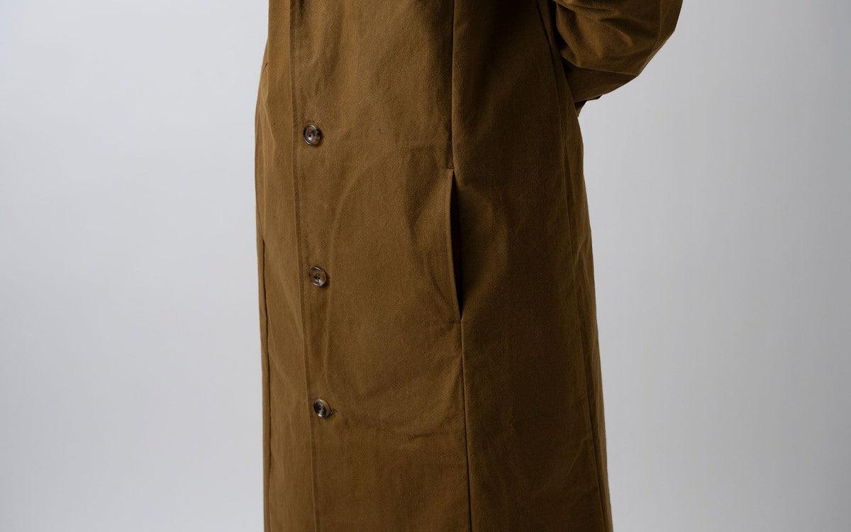 バフクロス ロングジャケット カーキブラウン｜unisex 2 size
