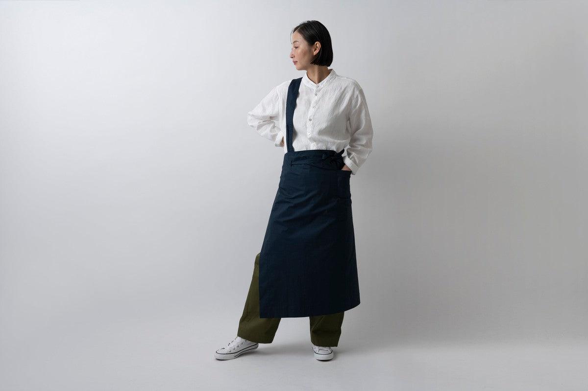 きるもの｜袈裟エプロン｜コットンタイプライター｜ブラック｜unisex freesize