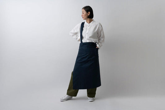 きるもの｜袈裟エプロン｜タイプライターストレッチ｜紺｜unisex freesize
