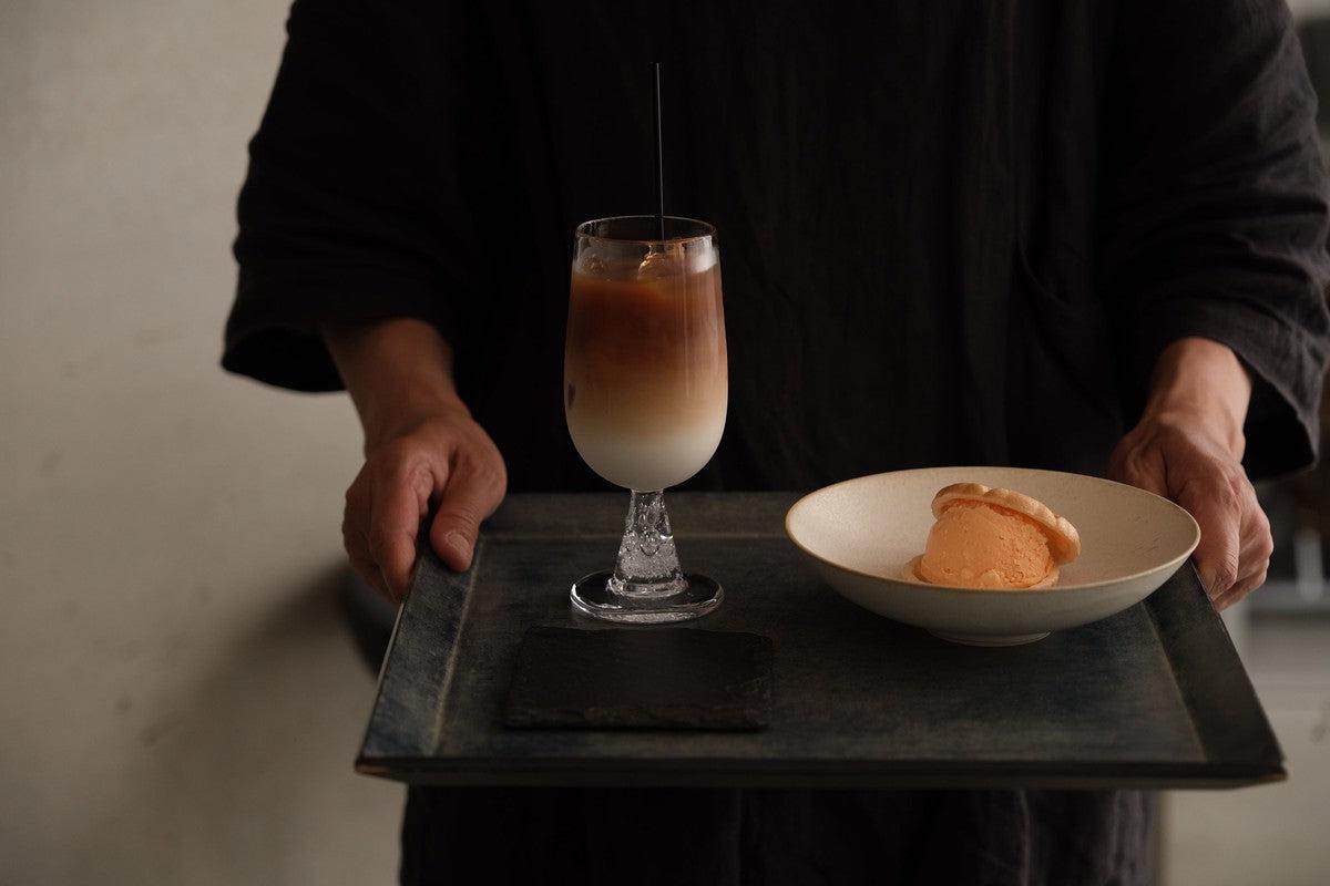 一閑張四角盆 寄竹