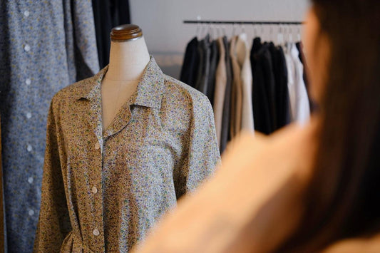 木間服装製作 longshirt flower green｜unisex freesize