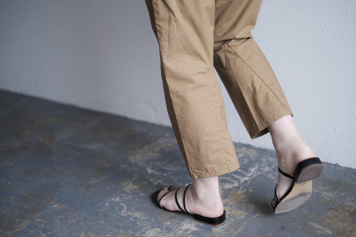 きるもの｜もんぺパンツ｜タイプライターストレッチ｜うす茶｜unisex freesize